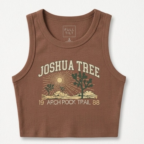 Full Tilt Tops - Full Tilt Brown Joshua Tree Graphic Crop Tank